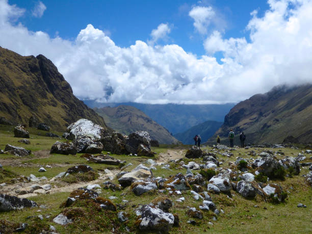 Mountain terrain Salkantay Trek Scenic view of the rocky and mountainous terrain along the Salkantay Trek in Peru Sallqantay stock pictures, royalty-free photos & images