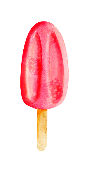 Red Raspberry Popsicle Watercolor Bright Red Raspberry Popsicle Isolated On White Stock ...