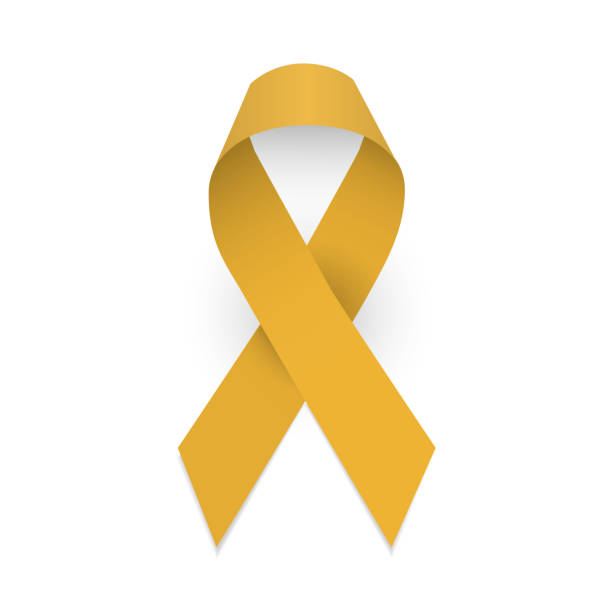 istock Gold ribbon childhood cancer awareness symbol. Isolate vector object 1295132213