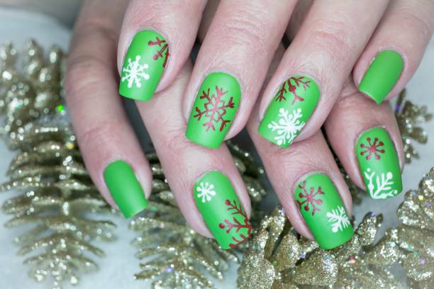 istock Winter Snowflake Nail Art Design 1295147094