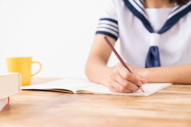 istock girl who study,School uniform,habds 1295149269