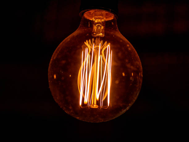 istock Close view of a vintage lamp with warm light 1295158610