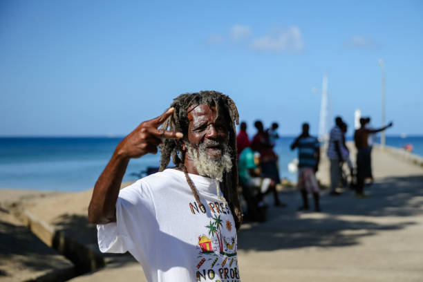 Men on the streets of Soufriere Saint Lucia Soufriere, Saint Lucia - December 22, 2015: Men on the streets of Soufriere Saint Lucia west indies stock pictures, royalty-free photos & images