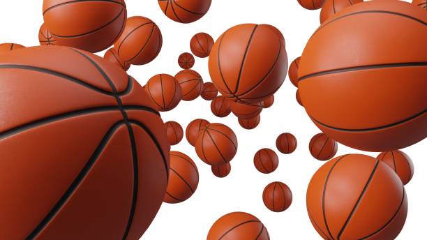 istock Many basketball balls on white background. 1295173121