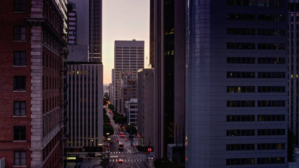 istock Drone Shot of 6th and Figueroa, Downtown LA 1295173645