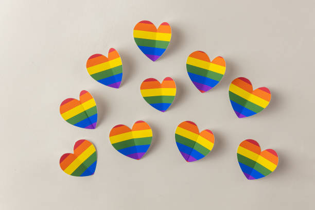 istock LGBT hearts isolated, paper art copy space for text 1295183697