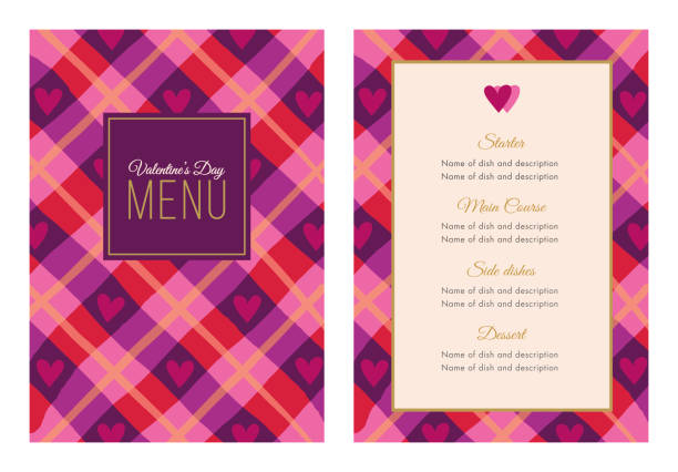 발렌타인 데이 저녁 식사 메뉴. - invitation elegance dinner backgrounds stock illustrations