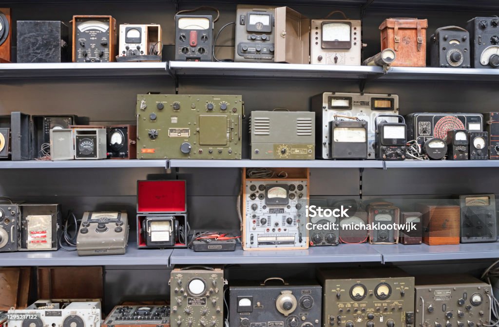 Overloon, the Netherlands on july 30, 2020: Old radios on display, it was used during WW2 Collection Stock Photo