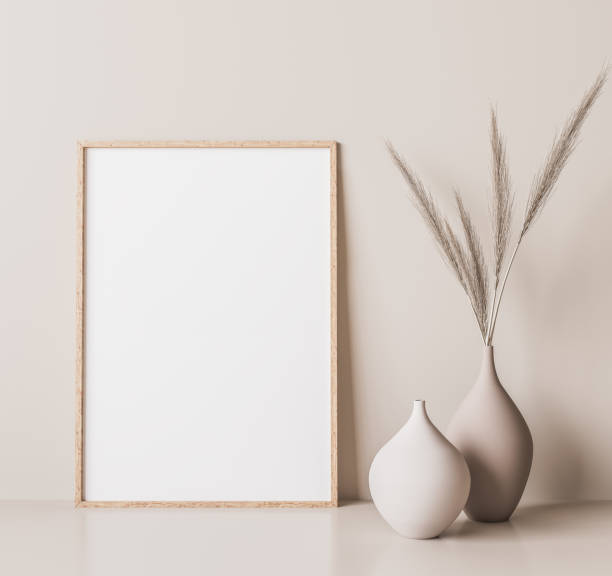 istock Vertical wooden frame mock up. Wooden frame poster 1295220288