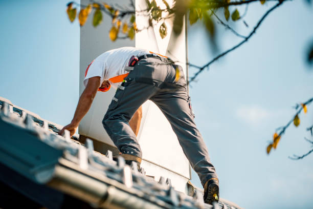 istock Roofer measuring chimney on roof top 1295220929