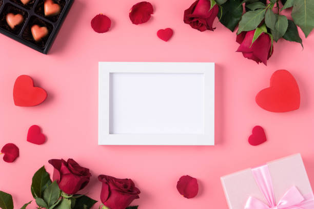 istock Valentine's Day memory with picture frame concept on pink background 1295227961