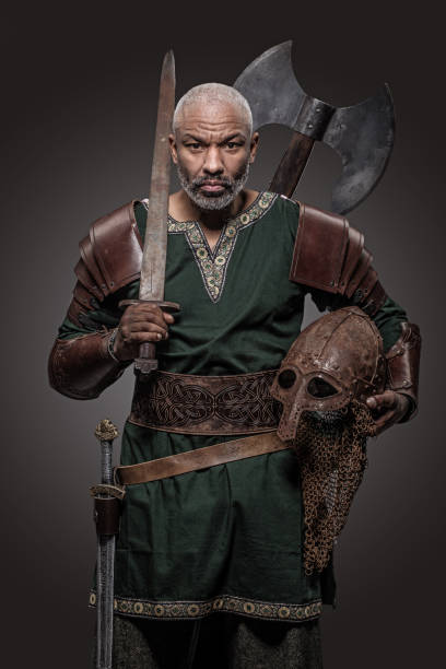istock Weapon wielding viking inspired black african warrior 1295232584
