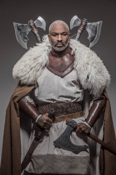 istock Weapon wielding viking inspired black african warrior 1295232644