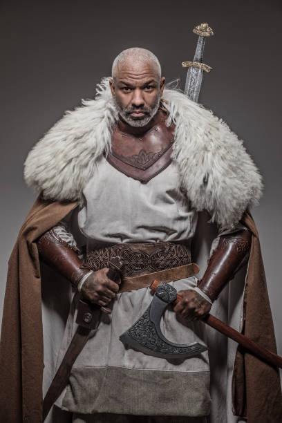 istock Weapon wielding viking inspired black african warrior 1295232820
