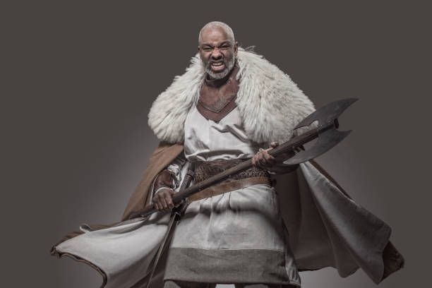 istock Weapon wielding viking inspired black african warrior 1295232934