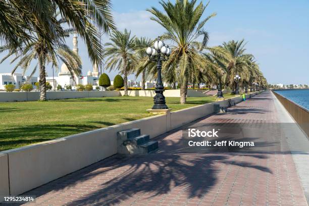 Kalba Corniche In Sharjah United Arab Emirates On A Beautiful Day Walking Along The Gulf Of Oman Near The City Stock Photo - Download Image Now