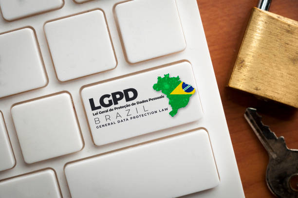 LGPD: a white keyboard with a key with text Lei Geral de Proteção de Dados Pessoais. This law regulate data protection and privacy in Brazil. LGPD: a white keyboard with a key with text Lei Geral de Proteção de Dados Pessoais. This law regulate data protection and privacy in Brazil. cristian stock pictures, royalty-free photos & images