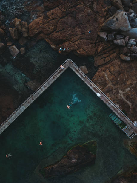 istock Aerial view of ocean pool 1295239218