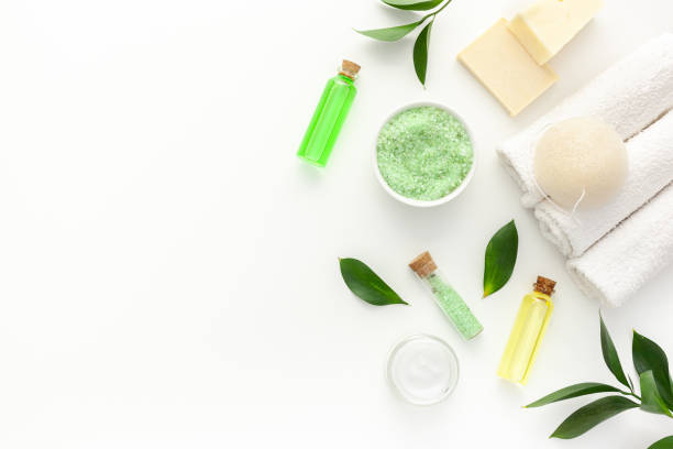 istock Organic spa cosmetics with tea tree oil and sea salt 1295258356