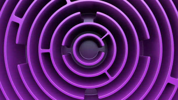 istock Purple round labyrinth. Top view. Full frame. 1295260459