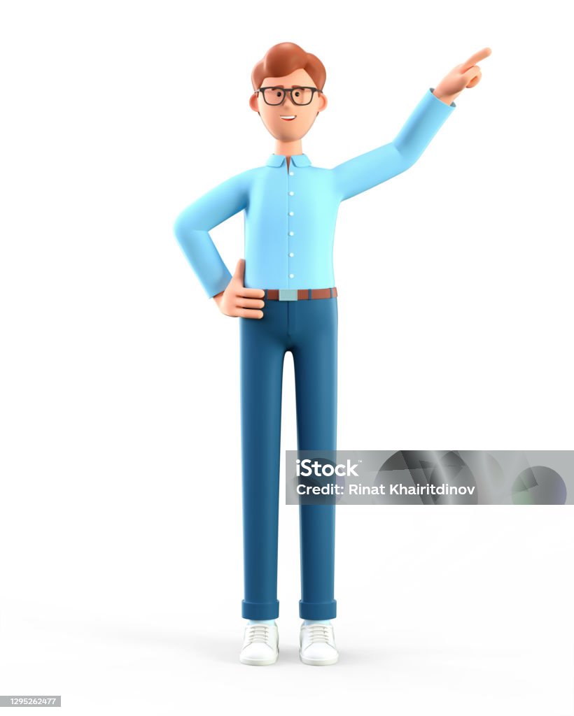 Ảnh Minh Họa 3d Của Người Đàn Ông Hạnh Phúc Đứng Chỉ Tay Về Hướng ...