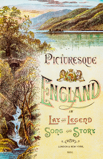 Picturesque England with scene from Lake District from out-of-copyright 1891 book \