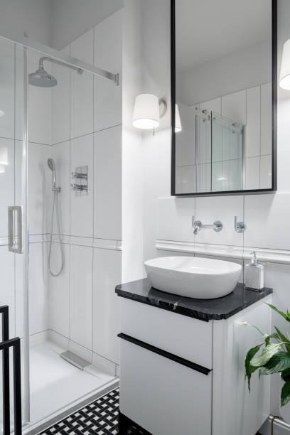 istock Elegant and small bathroom 1295274289
