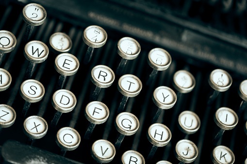 Close up of old typewriter keys