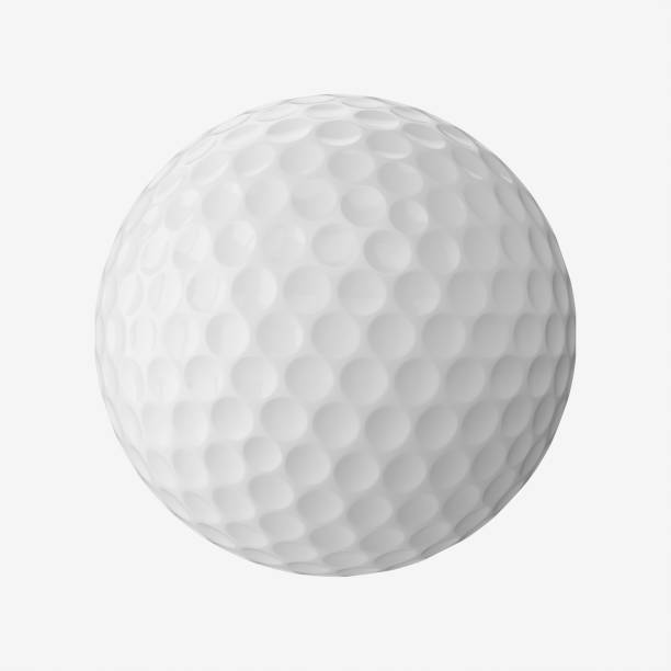 bille de golf de rendu 3d d’isolement sur le fond blanc - balle de golf photos et images de collection
