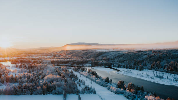istock Winter snowy landscape nature from above drone image 1295288933