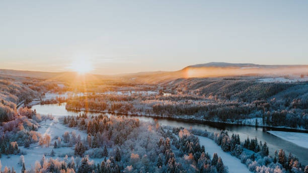 istock Winter snowy landscape nature from above drone image 1295289332