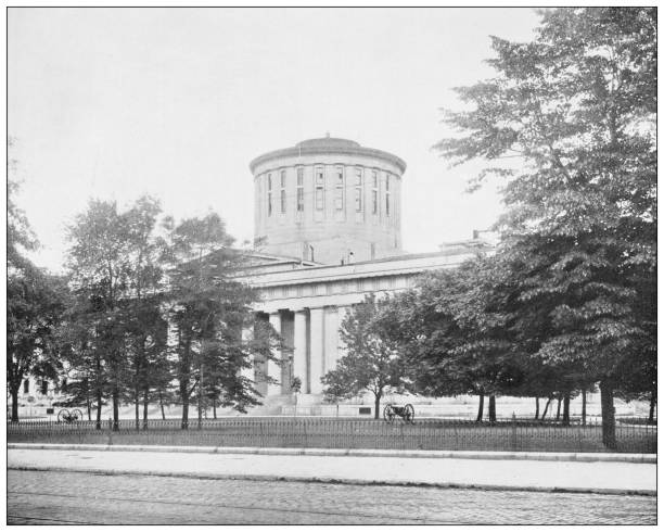 Antique photograph: Ohio State Capitol, Columbus Antique photograph: Ohio State Capitol, Columbus ohio ohio statehouse columbus state capitol building stock illustrations