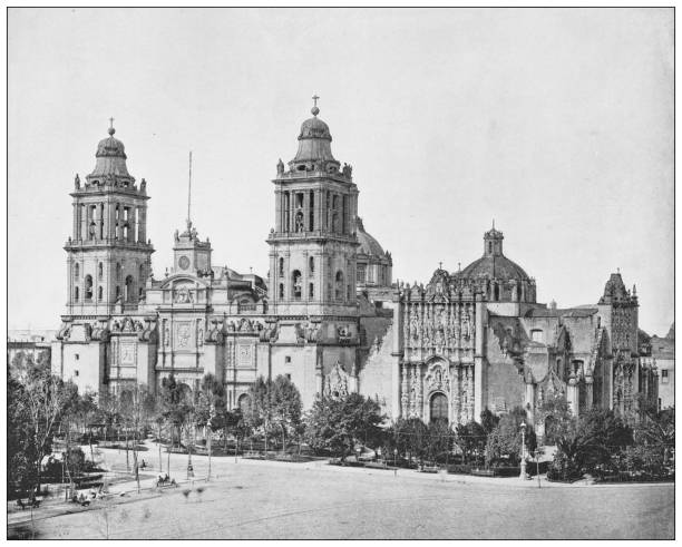 istock Antique photograph: Cathedral of Mexico City, Mexico 1295292779