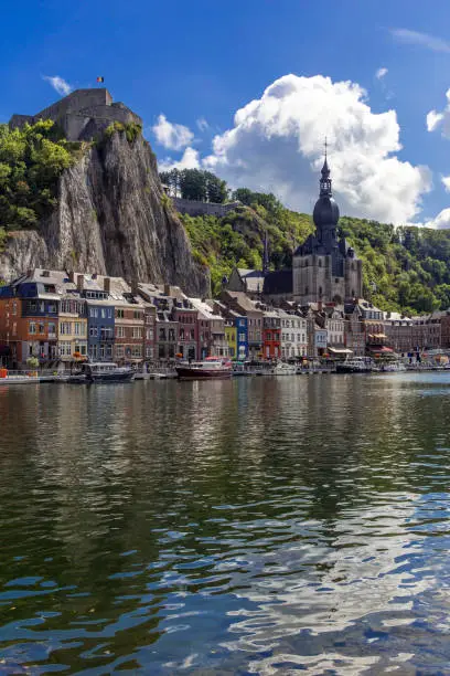 Dinant, a beautiful belgian town, reflecting in the river