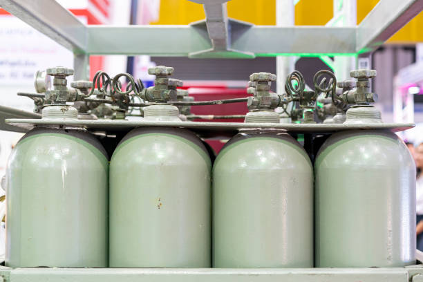 istock seamless bottle group for storage oxygen argon nitrogen gas and other for industrial such as welding cutting manufacturing process etc. 1295293807