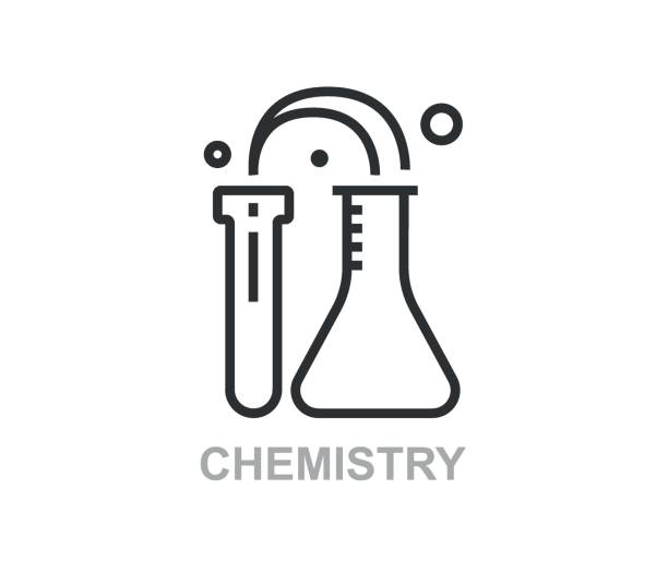 化学ベクトル線アイコン。シンプルな細線アイコン、プレミアム品質デザイン要素 - medical research backgrounds laboratory chemistry class点のイラスト素材／クリップアート素材／マンガ素材／アイコン素材