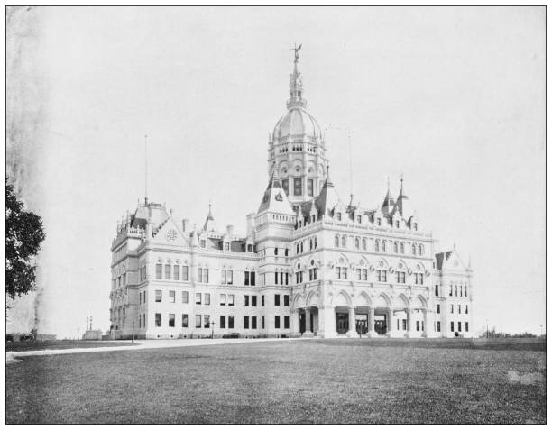 Antique photograph: Connecticut State Capitol, Hartford Antique photograph: Connecticut State Capitol, Hartford connecticut state capitol building stock illustrations