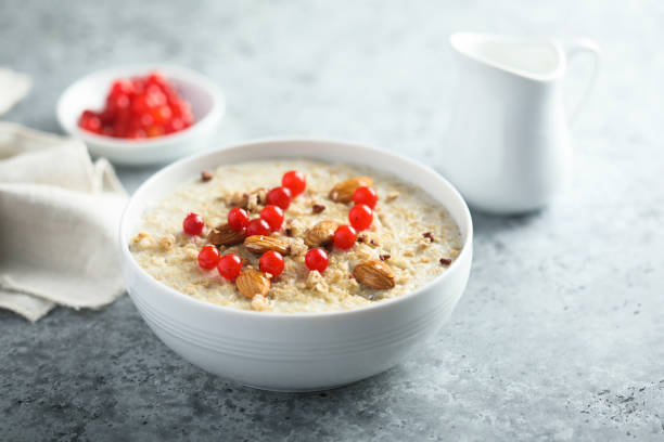 istock Oatmeal porridge with berries 1295297470