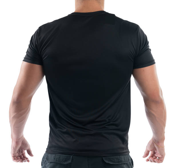 istock man in black t shirt, isolated on white 1295299214