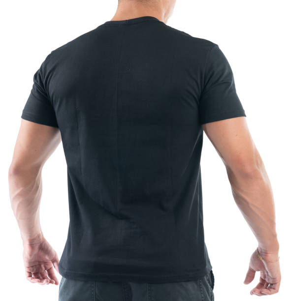 istock man in black t shirt, isolated on white 1295299302
