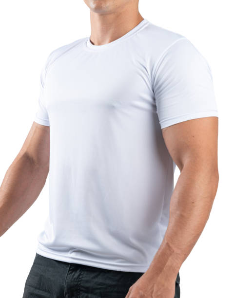 istock man in white t shirt, isolated on white 1295299392