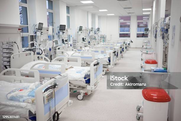 Modern Empty Temporary Intensive Care Emergency Room Is Ready To Receive Patients With Coronavirus Infection Stock Photo - Download Image Now