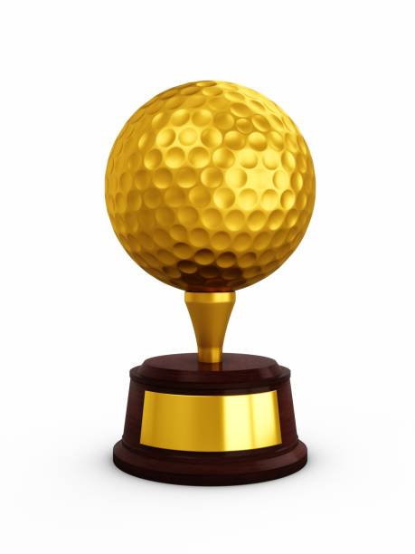 istock 3D Rendering golden golf trophy on white background 1295301910
