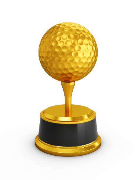 istock 3D Rendering golden golf trophy on white background 1295301931