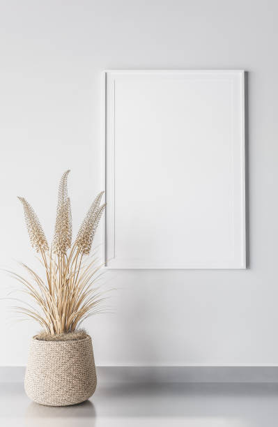 istock Mockup frame in living room interior background, Coastal boho style 1295303512