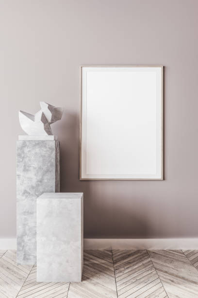 istock Mockup frame in living room interior background, Coastal boho style 1295303549