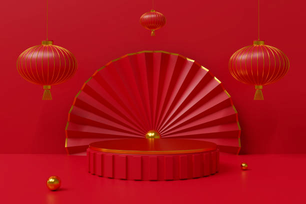 istock 3d render Chinese new year podium. 1295303831