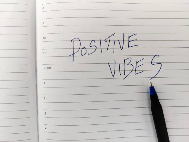 istock A Daily diary with text POSITIVE VIBES and pen. 1295305109