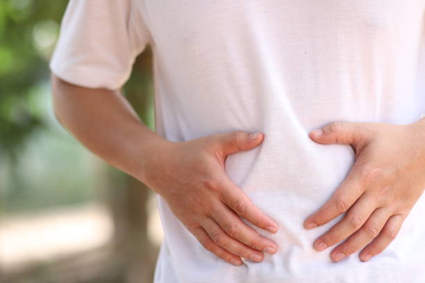 istock Men with health problems, abdominal pain, abdominal discomfort. 1295305890