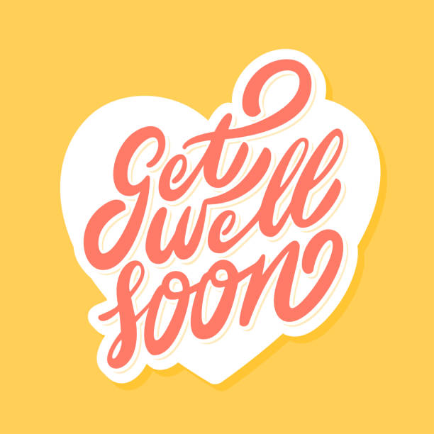 Get well soon. Vector lettering card. Get well soon card. Vector handwritten lettering. get well soon stock illustrations